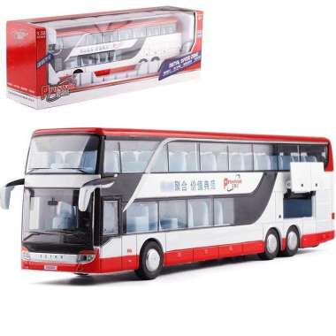 TWH Alloy bus Miniatur double decker double decker bus besi harga mura DD White