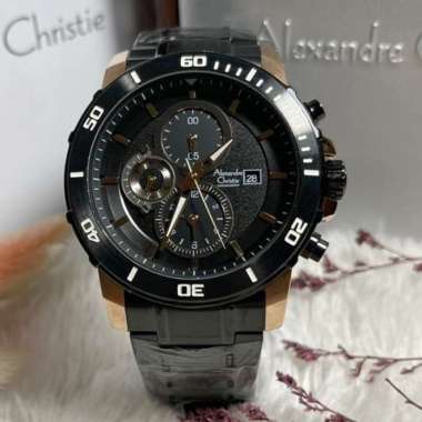 Original 100%!! Alexandre Christie Pria AC 6473 / AC6473 Rosegold Black Garansi Resmi 1 tahun