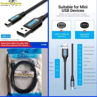 Vention COM Kabel Data Mini USB 5pin Type B for Camera DSLR Harddisk Joystick Panjang 25cm