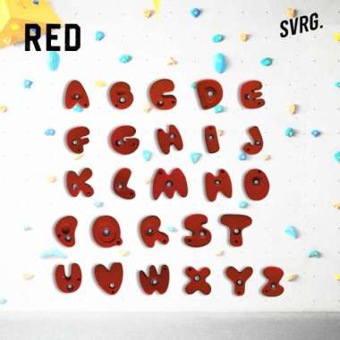 SVRG. Alphabets Climbing Holds - Poin Panjat Tebing - Point Panjat Red