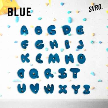 SVRG. Alphabets Climbing Holds - Poin Panjat Tebing - Point Panjat Blue