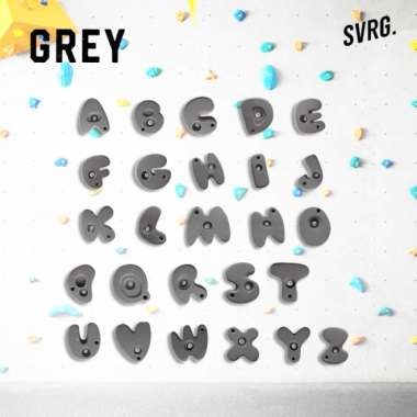 SVRG. Alphabets Climbing Holds - Poin Panjat Tebing - Point Panjat Grey