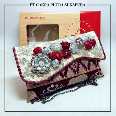 Putra Sukapura Handycraft Tas Selempang Tapis Bordir M Maroon
