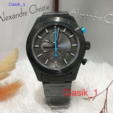 Original 100%!! Jam Alexandre Christie Pria AC 6603 AC6603 Black List Blue Garansi Resmi 1 Tahun