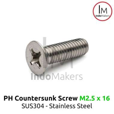 DIN965 Baut PH / JF Countersunk / Plus / Verseng / Stainless M2.5x16