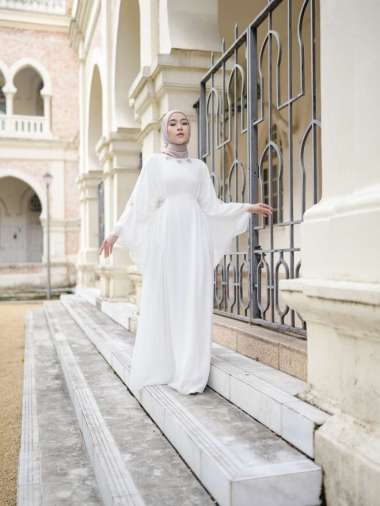 Lausboutique Kaftan Eliya-Kaftan Lebaran-Kaftan Ramadhan Wanita M Putih