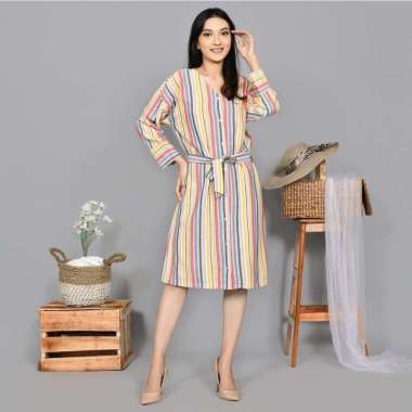 Cottonology Tunik Wanita Anya Yellow Stripe