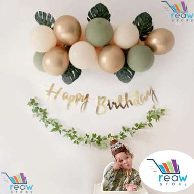 Paket Dekorasi Hiasan Balon Ulang Tahun Happy Birthday Dinosaurus Retro Jungle