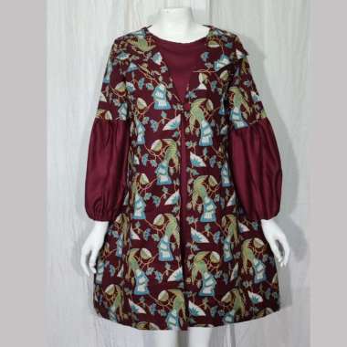 TUNIK PERTIWI 01 JUMBO | LANGITJUA BATIK SOLO - ATASAN BATIK WANITA GALIH AYU XXXL Marun