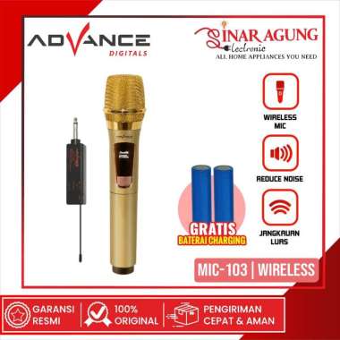 ADVANCE MIC103 | MIC-103 MICROPHONE PROFESIONAL MIC WIRELESS GARANSI RESMI - GOLD