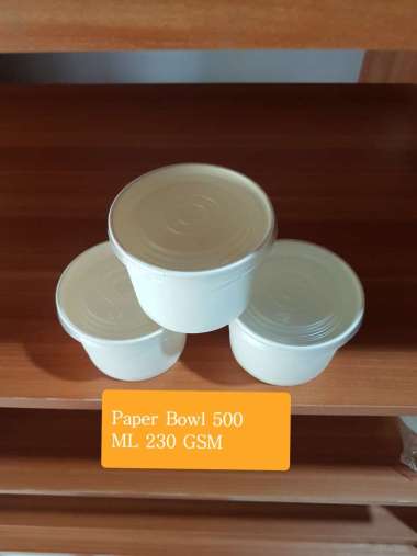 Paper Bowl 500 ML 230 GSM, Mangkuk Kertas, Wadah Kertas, Cup Bowl Kertas, Paper Tanpa Tutup