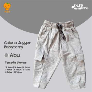 PLEU Celana Jogger Babyterry | Celana Panjang Anak Laki Laki Usia 1-10 Tahun 10 tahun Abu-Abu