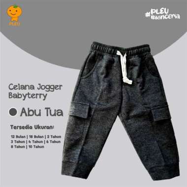 PLEU Celana Jogger Babyterry | Celana Panjang Anak Laki Laki Usia 1-10 Tahun 6 tahun Abu Tua