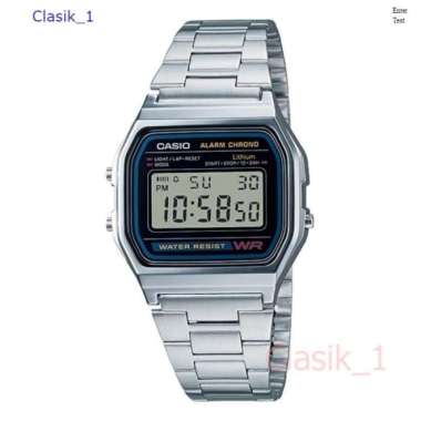 Original 100%!! CASIO A158WA-1DF Jam Tangan Unisex Rantai Silver