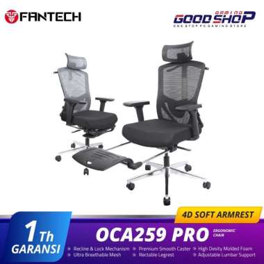 Fantech OCA259 PRO Kursi Kantor Kerja Jaring Premium Office Chair Black