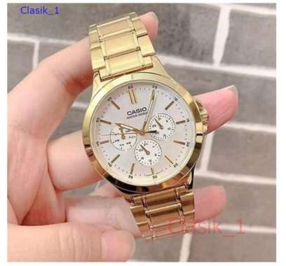 Original 100% JAM CASIO MTP-V300G-7AUDF Jam Tangan Pria Stainless Gold