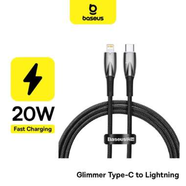 BASEUS KABEL DATA IPHONE 20W GLIMMER FAST CHARGING PD C TO LIGHNING Hitam