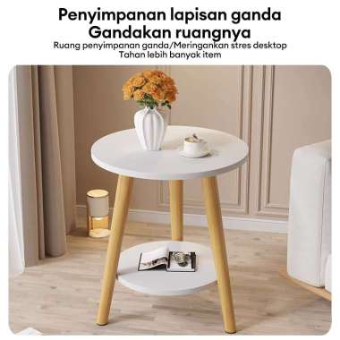 Meja Bulat Meja Kecil Kamar Meja 2L Putih 120X50X42CM