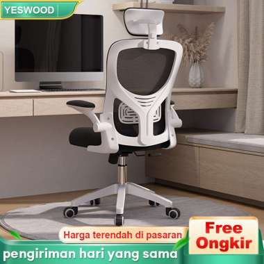 Kursi Kantor Kursi Meja Ergonomis -Putih+Bantal