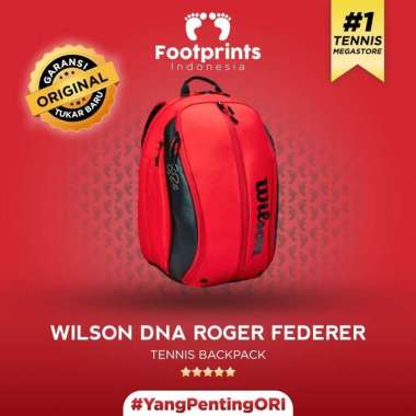 Tas Tenis Wilson Roger Federer DNA 12 Pack Black Red Tennis Raket Bag Merah Backpack