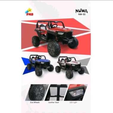 Mainan Anak Mobil Aki Jeep PMB NUWA NW30 Ban Karet NW 30 Jok Kulit NW-30 Merah