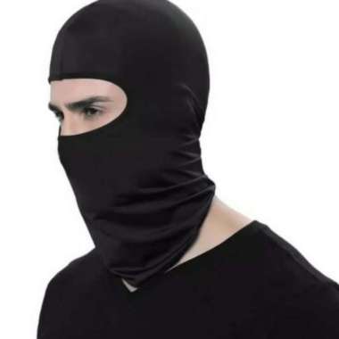 Masker Full Face Spandex Motor Helm Balaclava Ninja Polos Mask Hitam Hitam