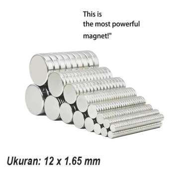 YUE Magnet Bulat Powerful Neodymium NdFeB N35 12x1.65mm 100 PCS YN35 Kalimba Alat Musik Tombol Capok
