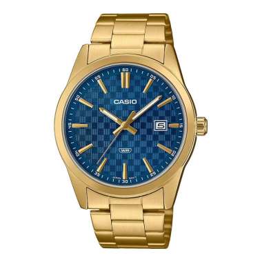 Jam Tangan Pria Casio General MTP-VD03G-2AUDF Dress Men Blue Dial Gold Stainless Steel Band
