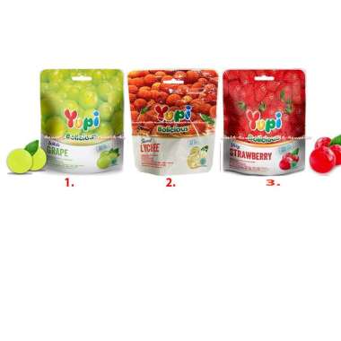 Yupi Bolicious 40gr White Grape Sweet Lychee Very Strawberry Permen Jelly Jeli Lunak Rasa Buah Leci 