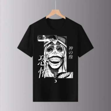 Baju Kaos Oblong Solo Leveling Black T Shirt Hitam Statue God Patung M