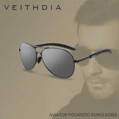 VEITHDIA Kacamata Aviator Polarized Sunglasses Gold
