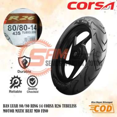 Ban Luar Corsa 80/80 Ring 14 R26 Platinum Tubeless Depan Motor Matic Beat Vario Mio