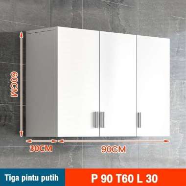 RM Kitchen Set Atas 4 Pintu Lemari Dapur Rak D Model C/Putih