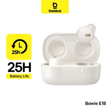 BASEUS TRUE WIRELESS EARPHONES 25H-LISTENING IPX4 ENC BOWIE E18 Putih