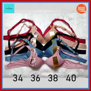 BH BRA Wanita Size 34-40 Tanpa Kawat X4 Kait 3 Bra Fashion Brukat 40/90 RANDOM