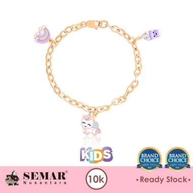 Gelang Emas Anak Lorenia Purple Unicorn Gold 10K Semar Nusantara