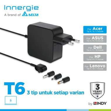 Innergie Charger Laptop T6 65W 45W Adaptor Laptop Acer Asus Lenovo Dell HP ADP-65DW-ZZRA Acer