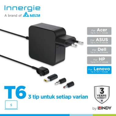 Innergie Charger Laptop T6 65W 45W Adaptor Laptop Acer Asus Lenovo Dell HP ADP-65DW-ZZRA Lenovo