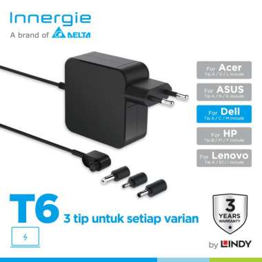 Innergie Charger Laptop T6 65W 45W Adaptor Laptop Acer Asus Lenovo Dell HP ADP-65DW-ZZRA Dell