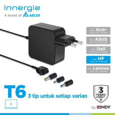 Innergie Charger Laptop T6 65W 45W Adaptor Laptop Acer Asus Lenovo Dell HP ADP-65DW-ZZRA HP