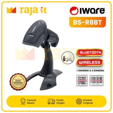 IWARE Barcode Scanner R8BT + Stand Wireless Bluetooth 2D QR Code R-8BT