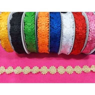 Hiasan Taplak Meja Pita Renda Motif Matahari METERAN Blue