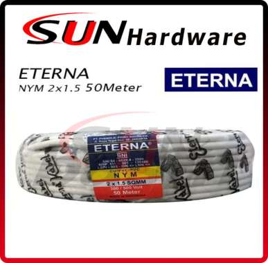 Kabel Listrik Eterna NYM 2 x 1,5 mm Isi kabel 2 SNI 50 meter Cable Rolan Rol Instalasi Original Asli