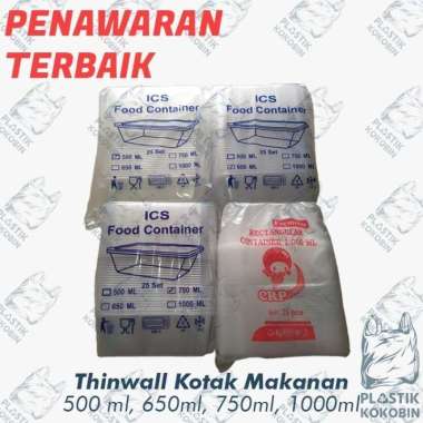 KOTAK MAKAN THINWALL TAKEAWAY (RECTANGLE) 500,600,750,1000 ml (1 PACK) 1000 ml