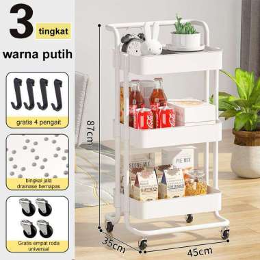 JP Rak troli Rak Snack Rak Kamar Mandi Rak Rua 3 Susun-Putih