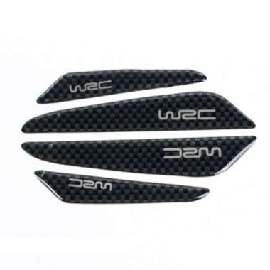 Stiker Mini Bumper Silikon Carbon Pintu Mobil WRC Universal 4Pcs Putih