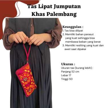 Songket PaSH - Tas Lipat Jumputan Khas Palembang Berbagai Macam Warna Merah Cabe