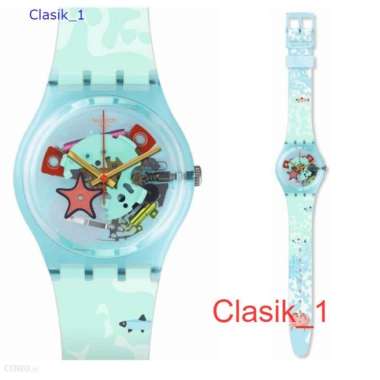 Original 100%!! SWATCH GL121 - Jam Tangan Wanita - Biru Transparan Garansi Resmi 2 tahun