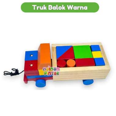 Mainan Edukasi Truk Balok Kayu Warna