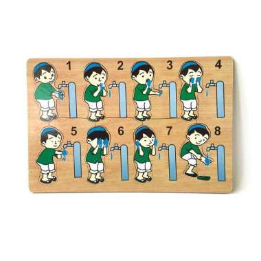 Mainan Edukasi Anak - Aneka Puzzle Kayu - Mainan Kayu Pintar Wudhu Putra